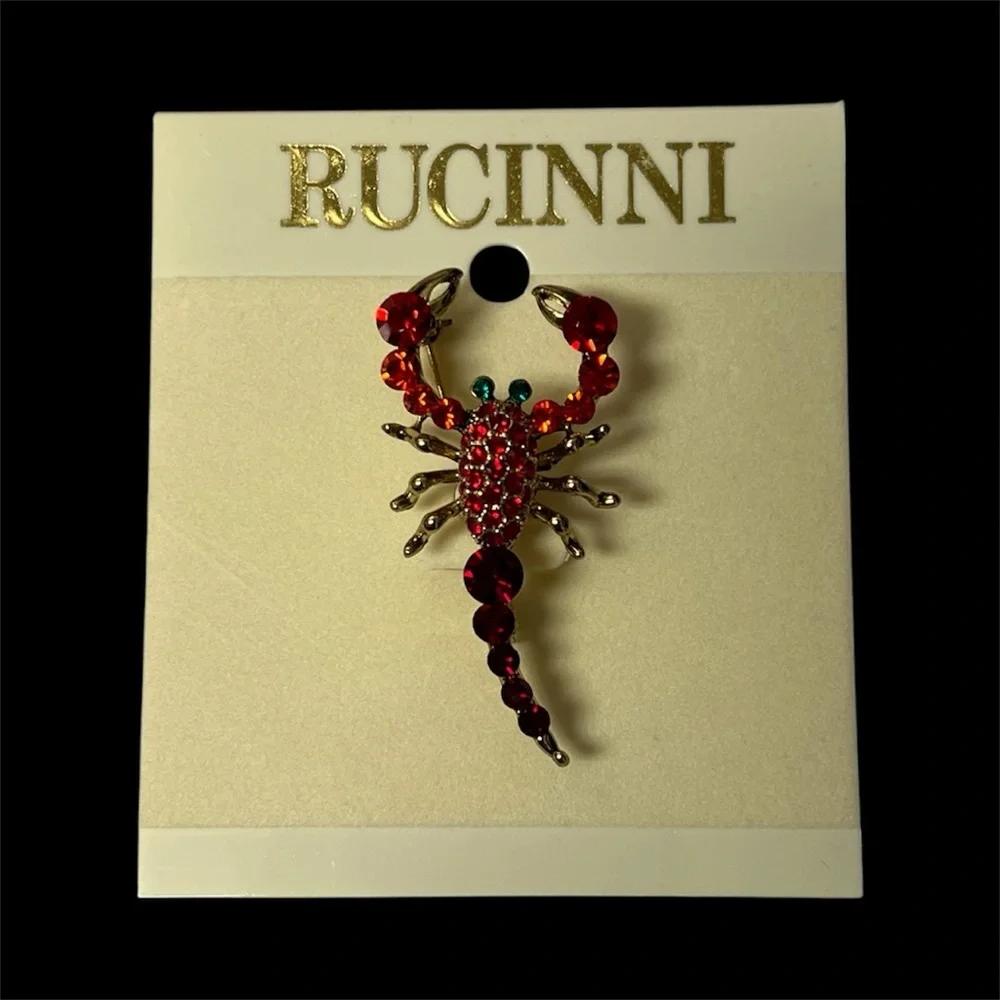 NEW VTG Rucinni Scorpian Swarovski Crystal Pin Brooch 2” Jewelry Gift For her
